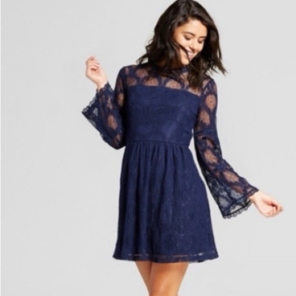 Xhilaration Dark Blue Lace Top